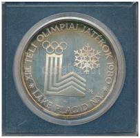 1980. 200Ft Ag "Téli olimpia - Lake Placid" sérült fekete műanyag "MNB" tokban T...