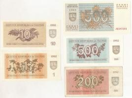 Litvánia 1992-1993. 1T - 500T (5xklf) T:UNC-VG
Lithuania 1992-1993. 1 Talonas - 500 Talonas (5xdiff...