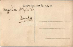 1908 Magyaróvár, Mosonmagyaróvár; teniszező hölgyek csoportképe. photo (kopott sarkak / worn corners...