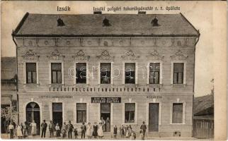 1912 Izsák, polgári takarékpénztár r.t. épülete, vendéglő, liszt- só- és gabonakereskedés, Kiss Pál asztalos koporsóraktára, mészárszék. Merkado és Kemény fényképészek (Kecskemét) (Rb)