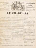 1850 Le Charivari magazin teljes évfolyam, számos karikatúrával, korabeli aranyozott félbőr kötésben...