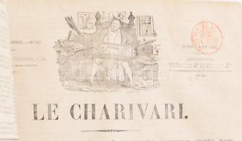 1850 Le Charivari magazin teljes évfolyam, számos karikatúrával, korabeli aranyozott félbőr kötésben...