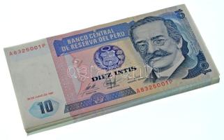 Peru 1987. 10I (100x) közte sorszámkövetők T:UNC,AU (néhány F) Peru 1987. 10 Intis (100x) within consecutive serials C:UNC,AU (few F) Krause P#128