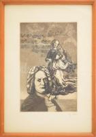 ifj. Imre István (1950-): Bach. Rézkarc, papír, jelzett. 29x19 cm Üvegezett keretben