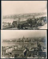 cca 1940-1950 Budapest, látképek a Lánchíddal és az Országházzal, 2 db fotó, 9x14 cm