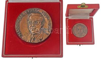 Tóth Sándor (1933-2019) 1978. "Manninger Rezső 1890-1970 / Országos Állategészségügyi Intézet 1928-1978" bronz emlékplakett (2xklf) tokokban (40mm, 100mm) T:UNC,AU