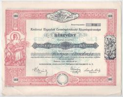 Kondoros 1923. "Kondorosi Kisgazdák Terményértékesítő Részvénytársasága" részvény 1000K-ró...