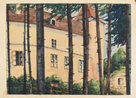 Somló Jenő (1894-): Kőszegi vár. Akvarell, papír, jelzett, 28x21 cm