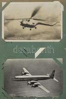 Kb. 120 db főleg RÉGI motívum képeslap albumban: sok művész és üdvözlő / Cca. 120 mostly pre-1960 mo...