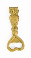 Bagoly figurális sörnyitó, réz, h: 9 cm