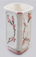 Madármintás vintage váza, kopással, m: 19 cm