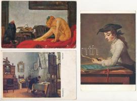 33 db RÉGI motívum képeslap vegyes minőségben: festmények, festők, művészet / 33 pre-1950 motive pos...