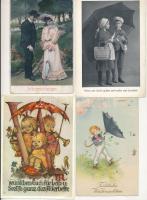 58 db főleg RÉGI motívum képeslap vegyes minőségben: esernyők / 58 mostly pre-1950 motive postcards in mixed quality: umbrellas