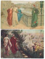 8 db RÉGI motívum képeslap vegyes minőségben: Dante / 8 pre-1950 motive postcards in mixed quality: Dante art