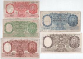 Argentína DN(1955) 50P + DN(1956-1958) 500P + DN(1960) 1000P + DN(1960-1962) 10P + DN(1969) 100P T:F-VG Argentina ND(1955) 50 Pesos + ND(1956-1958) 500 Pesos + ND(1960) 1000 Pesos + ND(1960-1962) 10 Pesos + ND(1969) 100 Pesos C:F-VG