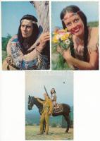 22 db MODERN motívum képeslap vegyes minőségben: indiánok, cowboyok a  Der Schatz im Silbersee (1962) c. filmből / 22 modern motive postcards in mixed quality: Indians and cowboys from the movie Treasure of the Silver Lake (1962)