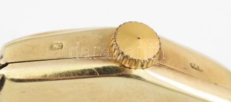 14 K női arany (Au) karóra, kézi felhúzós, jelzett, működőképes 16x30 mm