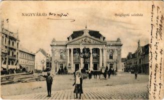 1904 Nagyvárad, Oradea; Szigligeti színház, építkezés. A. Sonnenfeld kiadása / theatre (Rb)