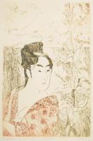 Reich Gábor (1951-): Tájkép (Japán) Rézkarc, papír. Jelzett. Üvegezett keretben 29x39 cm