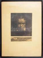 Ernst Pickardt (1876-1931) :
Ludwig von Beethoven a tenger felett. Rézkarc, papír, jelzett, üvegeze...