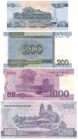 Észak-Korea 1998. 5W + 2005. 200 Won + 2006. 5000W + 2008. 1000W "MINTA" T:UNC North Korea...