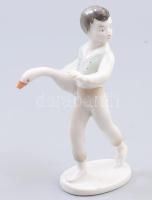 Hollóházi libatolvaj, jelzett, hibátlan, m: 12,5 cm