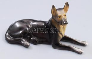 Hollóházi németjuhász kutya. jelzett, hibátlan h: 20,5 cm