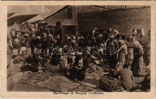 1917 Skopje, Üsküb; Markttage. Bahnhof und Feldbuchhandel Gesellschaft (Berlin) Nr. 59. / market + "K.U.K. BAHNHOFKOMMANDO" (EK)