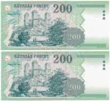 1998. 200Ft (2x) közeli sorszámok "FE 4433072" és "FE 4433076" T:AU
Adamo F53.4