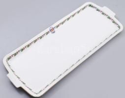 Zsolnay porcelán Vitézi Rend címeres tál, matricás, jelzett, kopásnyomokkal, 41x16 cm