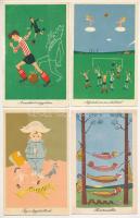 7 db MODERN használatlan Képzőművészeti Alap motívum képeslap: humoros retro grafikai lapok Réber László rajzaival