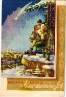 Boldog Magyar Karácsonyt! / Hungarian irredenta Christmas greeting art postcard s: Bozó (EB)