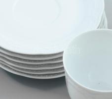 cca 1950 Hutschenreuther Victoria domború díszítéses vékony porcelán 6 személyes reggeliző szett, cs...