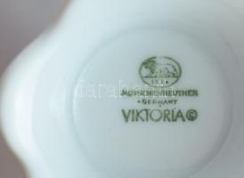 cca 1950 Hutschenreuther Victoria domború díszítéses vékony porcelán 6 személyes reggeliző szett, cs...