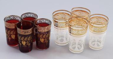 8 darabos aranymintás díszpohár szett, m: 8-9,5 cm