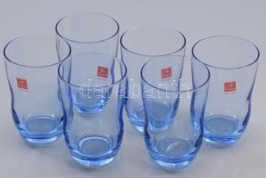 Bormioli Rocco olasz anyagában színezett pohár készlet, 6 darab, jelzett, hibátlan, m: 10,5 cm