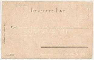 Kassa, Kosice; Harang utcai részlet az orthodox imaházzal, zsinagóga, üzletek. Nyulászi Béla kiadása...