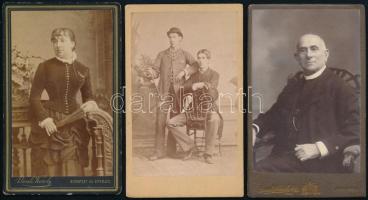 cca 1870-1910 Divald Károly, illetve Divald Károly fia (Budapest-Eperjes) műtermében készült portrék, 3 db vizitkártya, 10,5x6,5 cm
