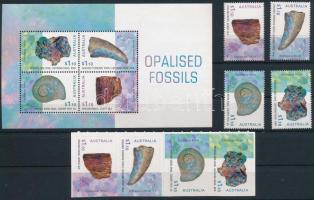 Fossils set + self-adhesive set + block, Megkövesedett fosszíliák sor + öntapadós sor + blokk