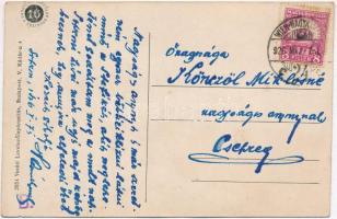 1926 Sopron, Déli Vasút pályaudvar, vasútállomás, gőzmozdony, vonat. Vasúti levelezőlapárusítás 3954