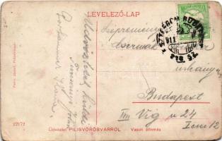 1911 Pilisvörösvár, vasútállomás, vasúti vendéglő, étterem, várótermek, forgalmi és táv. hivatal, ál...