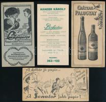 4 db számolócédula: Senator, Rigler József Ede, Chateau Palugyay, Hanser Károly