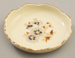 Zsolnay búzavirág mintás ékszeres tálka, jelzett, hibátlan, d: 12 cm