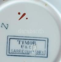 Sarreguemines "Timor" ékszeres tálka, jelzett, kopással, d: 10 cm