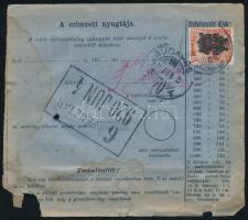 1920 Hírlaputalvány 5 db bélyeggel "NAGYKŐRÖS" - Budapest