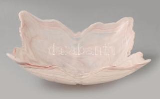 Murano krémes rózsaszín színezésű kínáló, jelzés nélkül, hibátlan, 22x22 cm