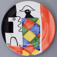 Olasz harlequin festéses tányér, d: 19,5 cm