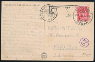 1941 Cenzúrázott képeslap Romániába "BALATONALMÁDI" - Karasova