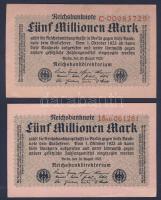 Német Birodalom / Weimari Köztársaság 1923. 5.000.000M (2x) egy birodalmi és egy cégnyomat T:I-
