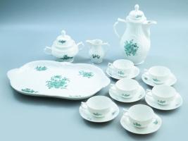 Rosenthal Sansoucci classic Rose mokkás készlet, tálcával, hat személyes. Matricás,jelzett, hibátlan